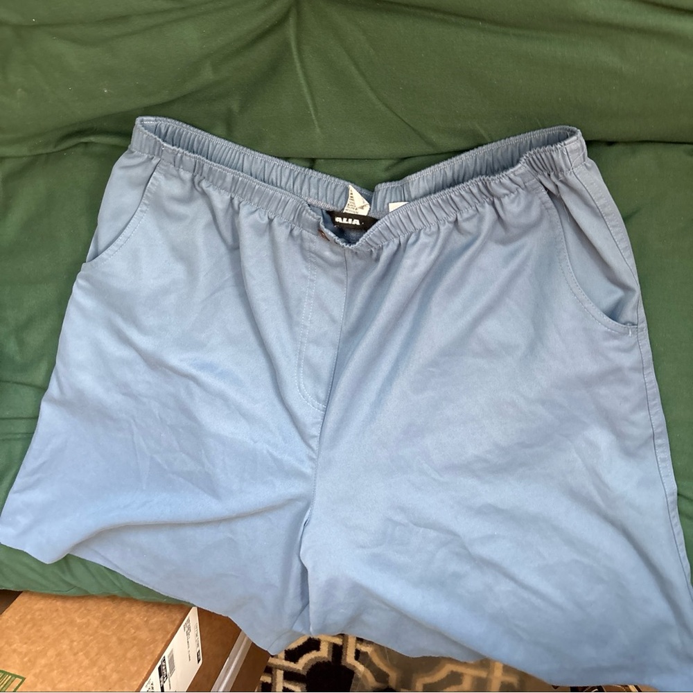 Alia Pull On Elastic Waist high rise slash pocket Shorts Blue womens size 18